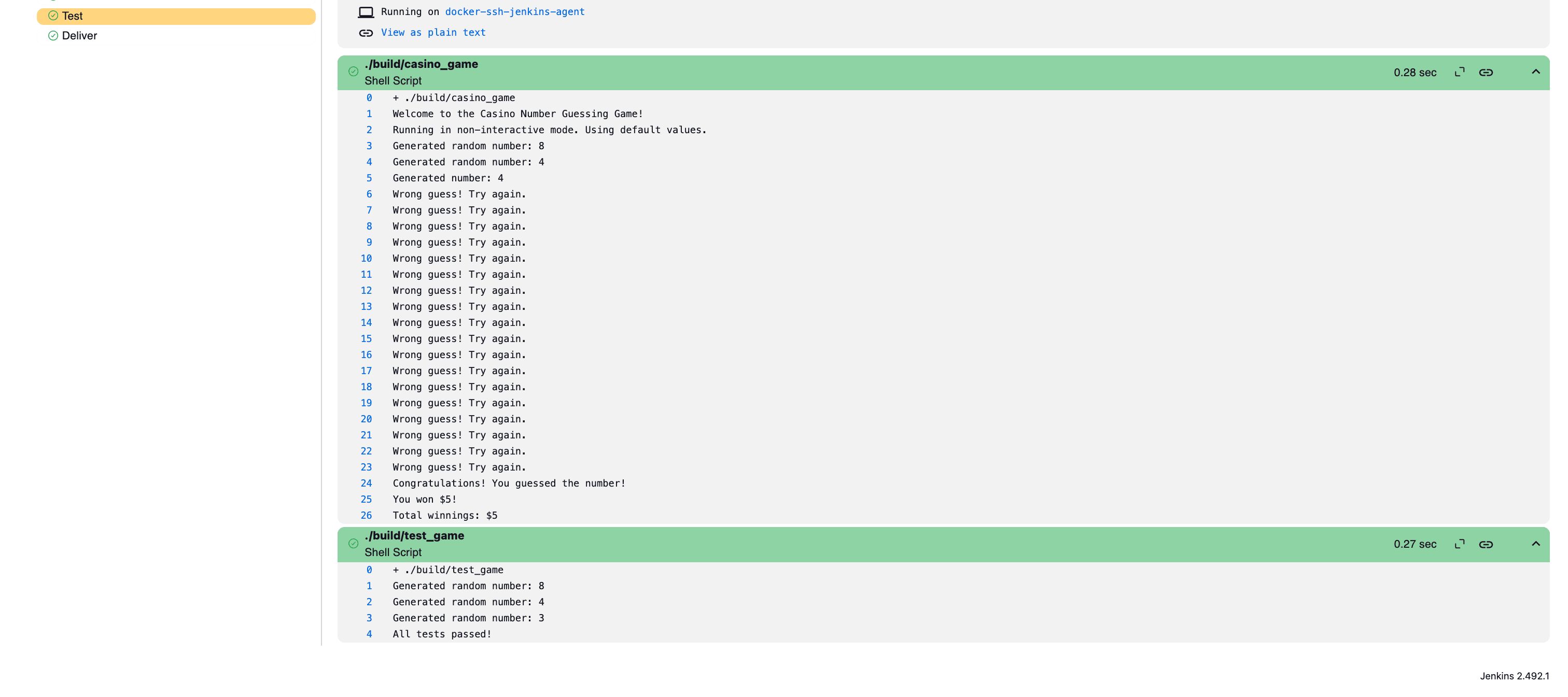 Test stage output