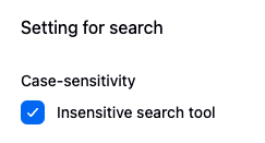 Case insensitivity checkbox in user preferences.